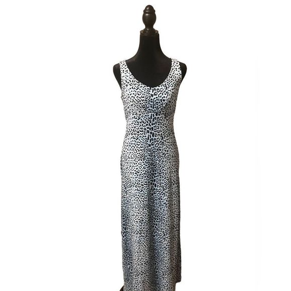 J.McLaughlin blue, ivory and black leopard maxi dress - excellent condition. - Picture 1 of 6